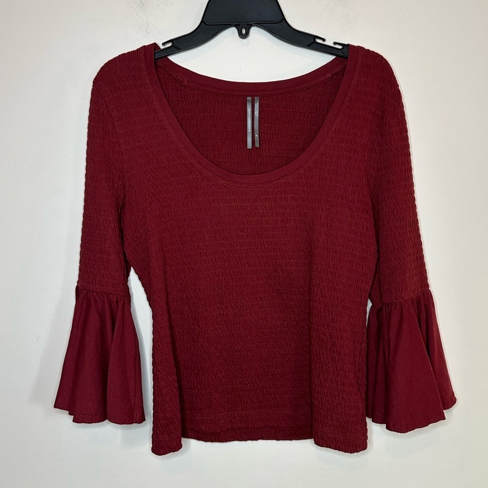 Anthropologie Smocked Bell-Sleeve Top Size Medium - Picture 4 of 10